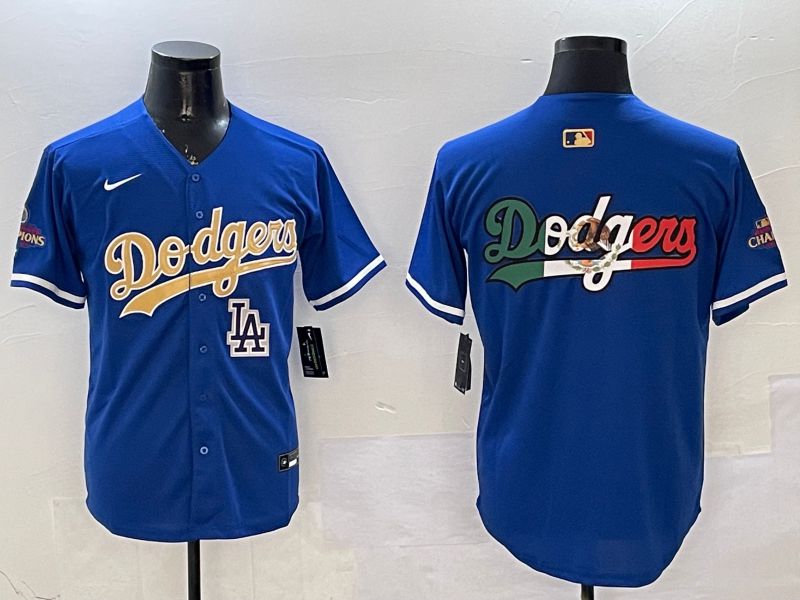 Men Los Angeles Dodgers Blank Blue Champion gold character 2025 Nike MLB Jersey style 12->los angeles dodgers->MLB Jersey